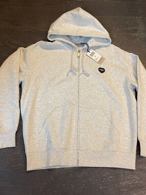 BNWT RARE Carhartt WIP sweatshirt Hooded zip up hoodie Heart logo grey MEDIUM
